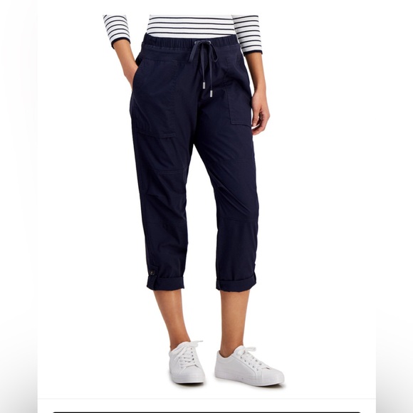 Women's Cotton Roll-Tab Utility Pants - Picture 1 of 6